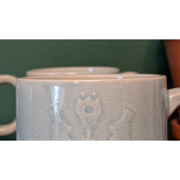 Vintage Set of Stacking Mugs/Teacups, Sky Blue Featuring Peacocks/Pheasants - Ma - Picture 9 of 9